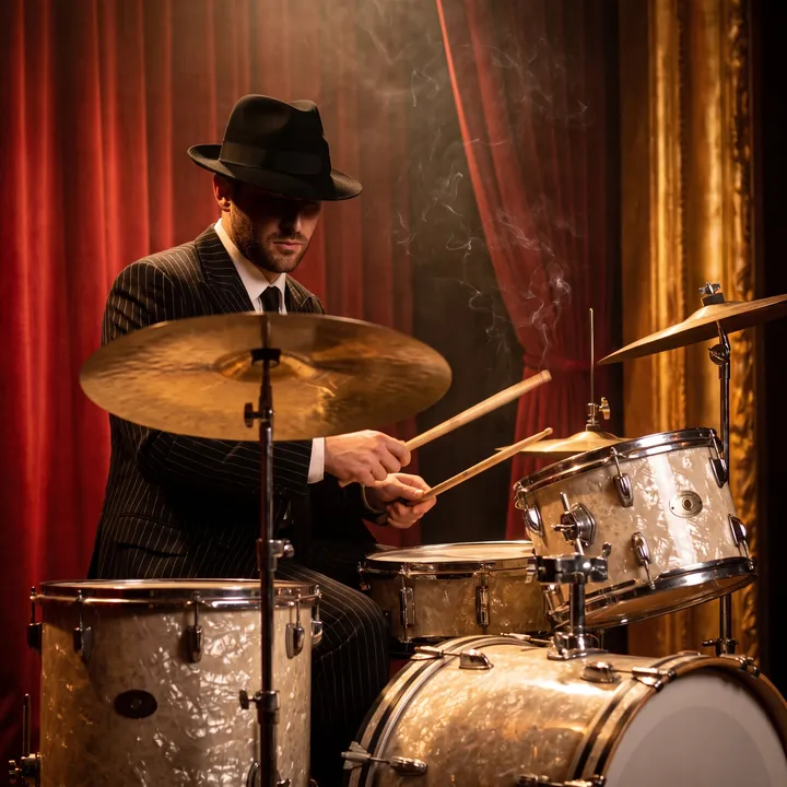 Drummer in period dress