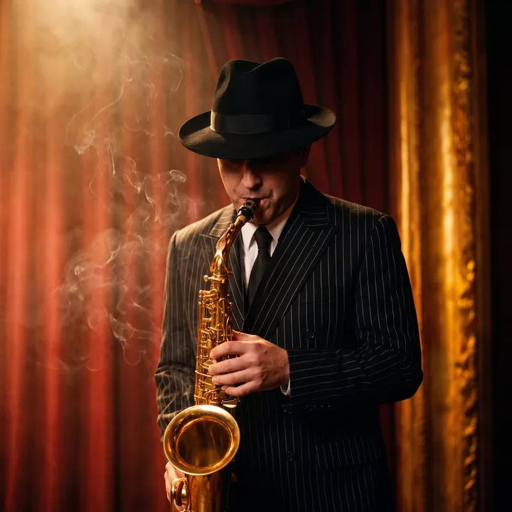Saxophone player in period dress